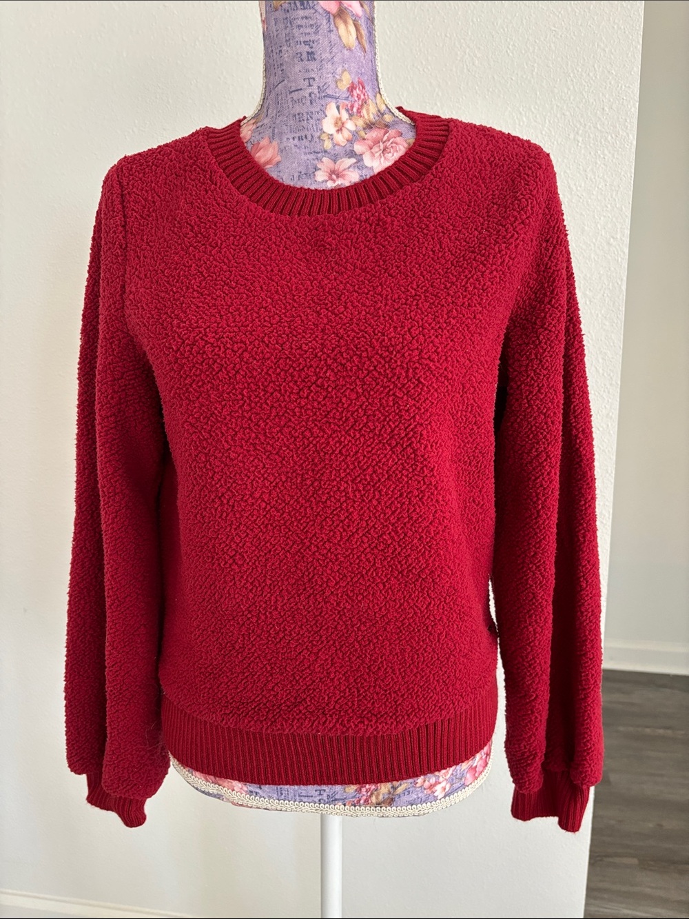 Abercrombie & Fitch Plush Crewneck Sweater in Deep Red